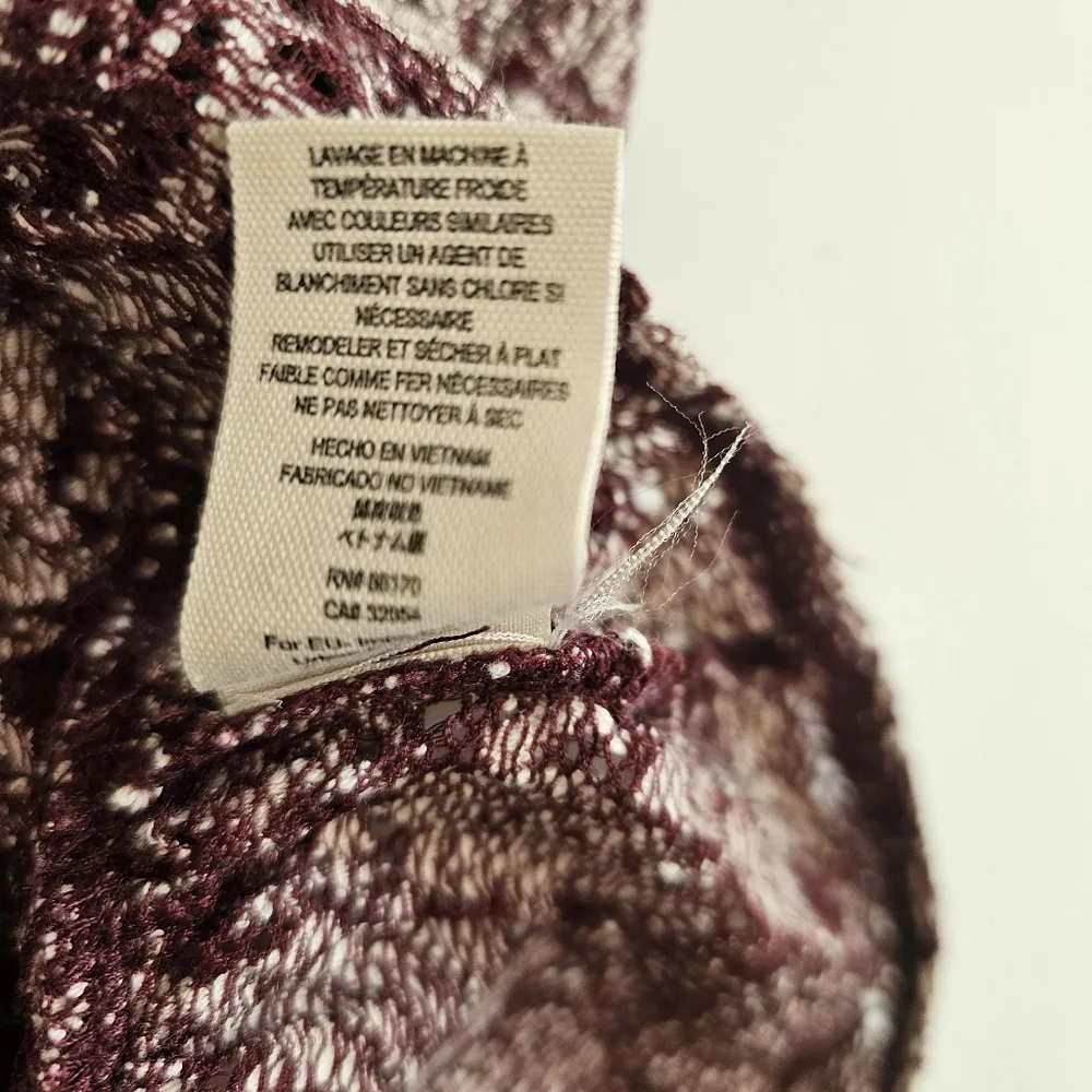 Free People Victorian Fairy Burgundy Embroidered Lace Peplum Boho‎ Blouse XS